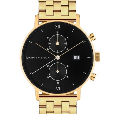 Reloj Chrono Oro Negro Acero