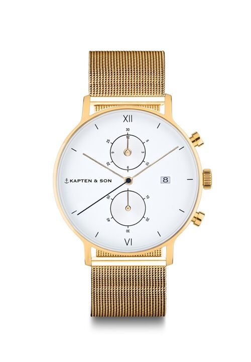 Uhr Chrono Small Gold Mesh