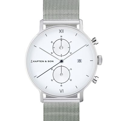 Uhr Chrono Small Silver Mesh