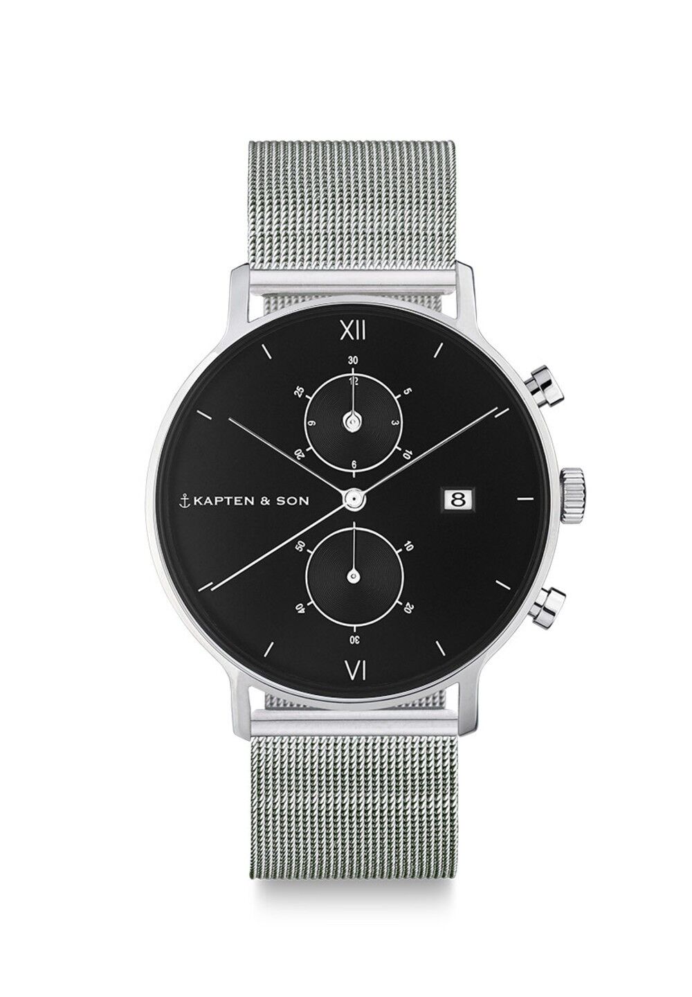 Orologio Crono Piccolo Argento Maglia Nera