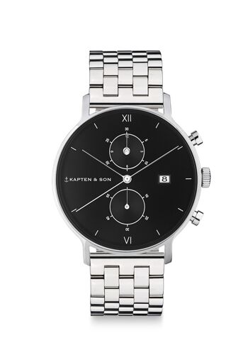 Montre Chrono Small Argent Noir Acier 1