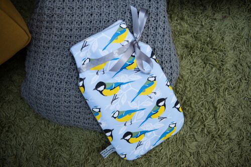 Blue and Great Tit Print Hot Water Bottle