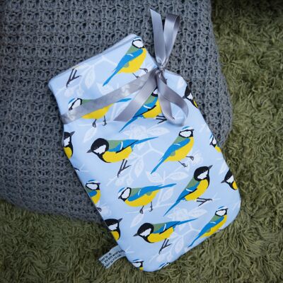 Blue and Great Tit Print Hot Water Bottle