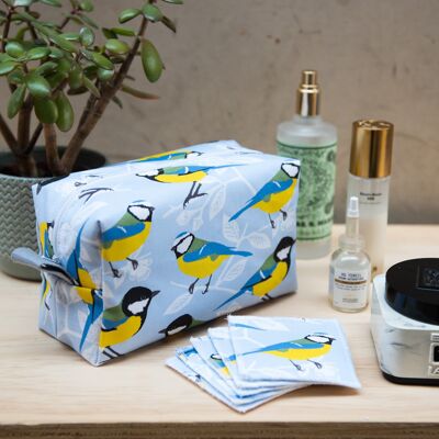 Blue and Great Tit Print Wash Bag