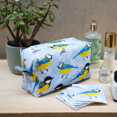 Blue and Great Tit Print Wash Bag