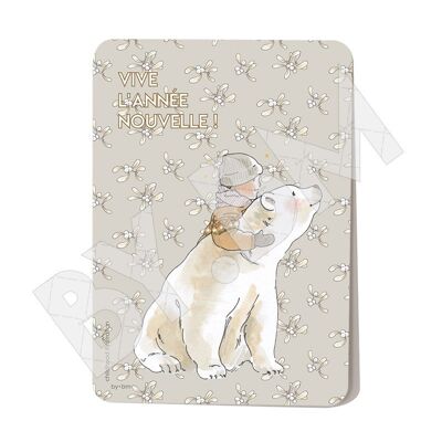 Greeting card "long live the new year" white bear version