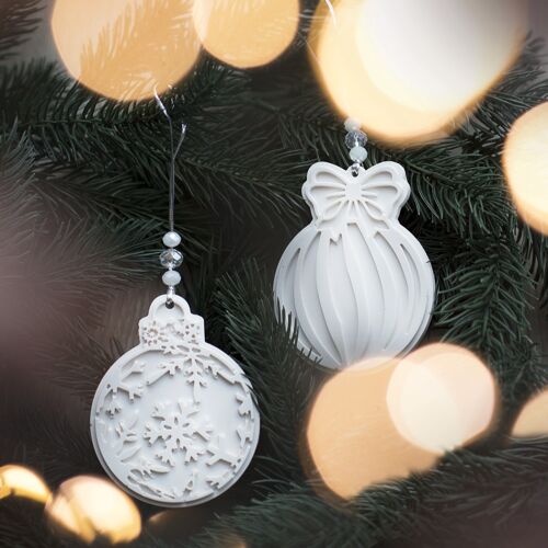 Sart Craft Jesmonite Christmas hanging tree decoration White
