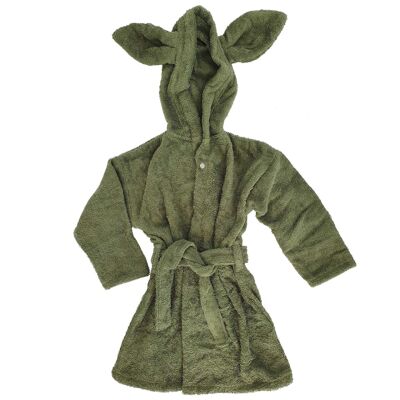 Organic baby bath robe rabbit green 74/80 GOTS