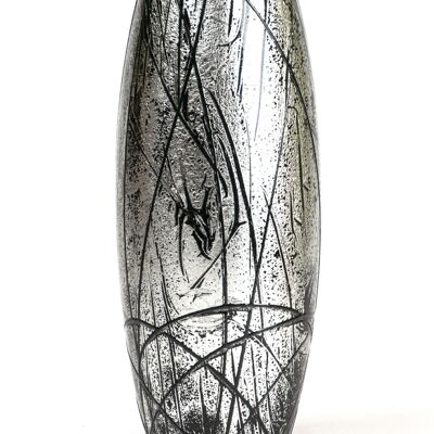 Vaso per fiori in vetro dipinto a mano 7736/250/lk286.1 | Vaso da tavolo a botte altezza 26 cm