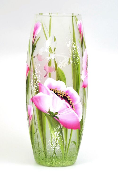 Handpainted glass vase for flowers 7736/250/sh137 | Barrel table vase height 26 cm