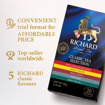 Thé RICHARD assortiment CLASSIC TEA SELECTION, 20 sachets