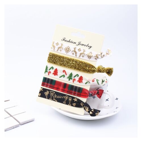 Christmas Print Knotted Hair Ties Set