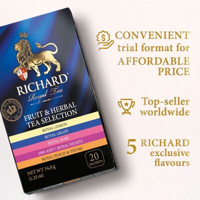 RICHARD tea FRUIT&HERBAL TEA SELECTION surtido, 20 sobres