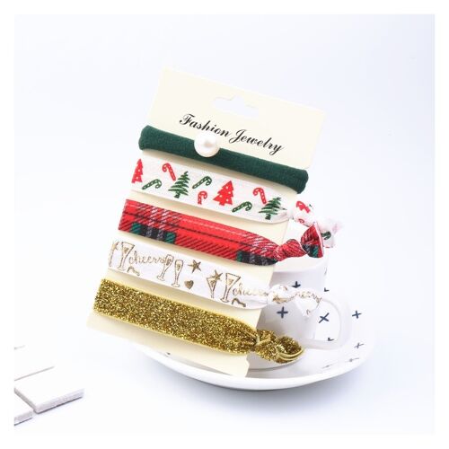 Christmas Print Knotted Hair Ties Set