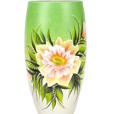 Vase en verre peint à la main pour fleurs 7518/300/sh217 | Vase de table tonneau hauteur 30 cm