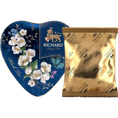 RICHARD tea ROYAL HEART, aromatisierter loser schwarzer Tee, 30 g, BLAU