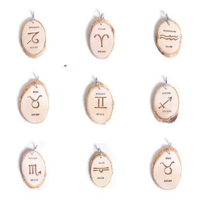 Wooden keychain Zodiac Sign