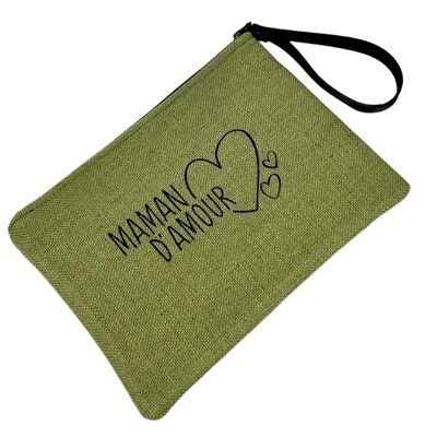 Pochette L, Maman d'amour, anjou kaki