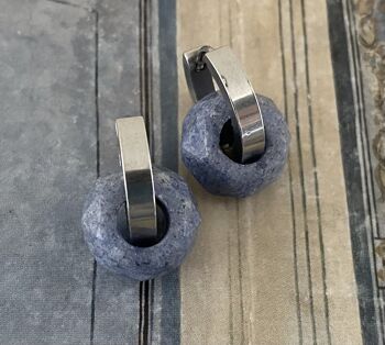 Boucles d'oreilles argent avec pierre naturelle bleu jean