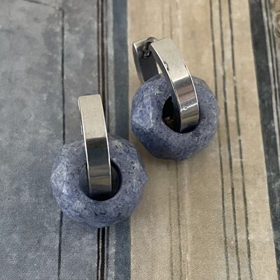 Earrings silver with natural stone jeans blue