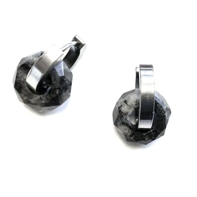 Earrings silver with natural stone Anthracite