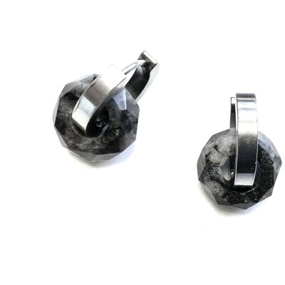 Earrings silver with natural stone Anthracite