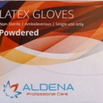 Disposable latex glove prepowder NEW MED ALDENA