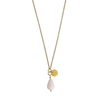 Necklace Jade & Love Charm - Gold