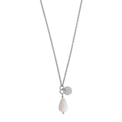 Necklace Jade & Love Charm - Silver