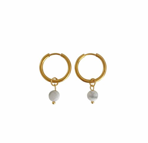 Earrings Howlite Facet - Gold