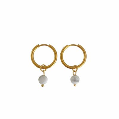 Earrings Howlite Facet - Gold