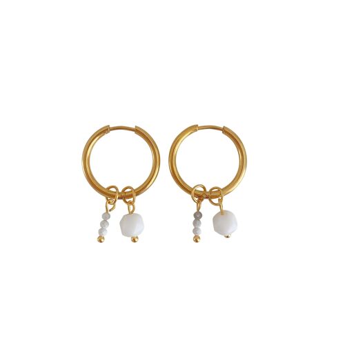 Earrings Howlite & Onyx - Gold