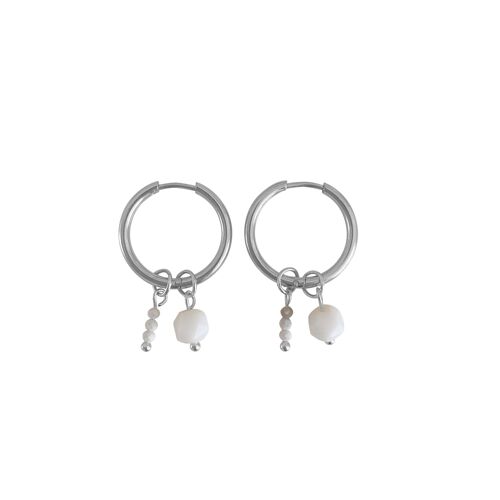 Earrings Howlite & Onyx - Silver
