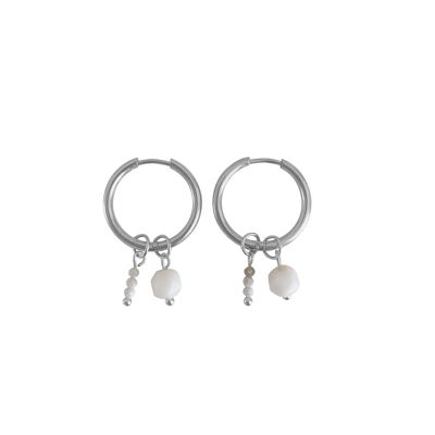 Earrings Howlite & Onyx - Silver