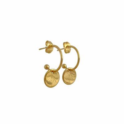 Earrings Crescent Moon Engraving - Gold