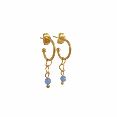 Ohrringe Herzen & blauer Aventurin - Gold