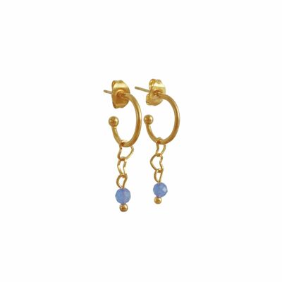Earrings Hearts & Blue Aventurine - Gold