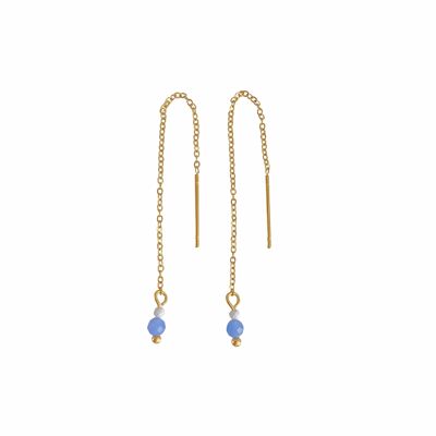 Threader Earrings Howlite & Blue Aventurine - Gold