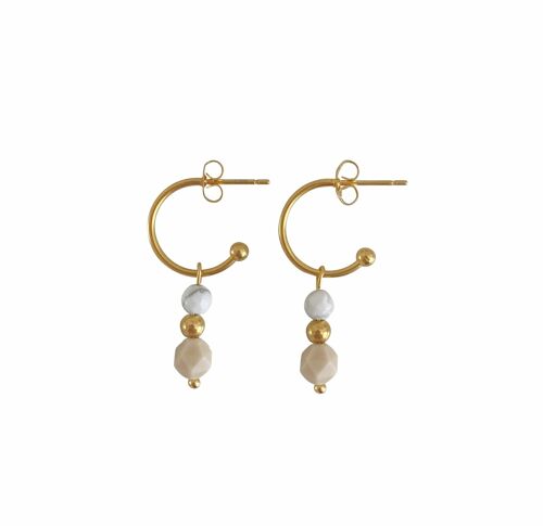 Earrings Howlite & Jade - Gold