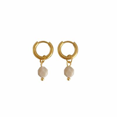 Earrings Beige Jade - Gold