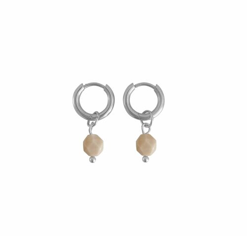 Earrings Beige Jade - Silver