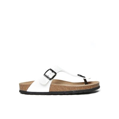 BLANCA thong sandal in white eco-leather for women. Supplier code MD2123