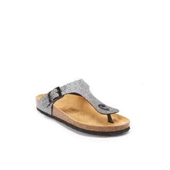 Sandale tong BLANCA en éco-cuir argenté pour femme. Code fournisseur MD2116 2