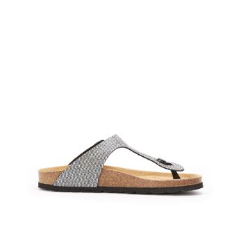 Sandale tong BLANCA en éco-cuir argenté pour femme. Code fournisseur MD2116 4