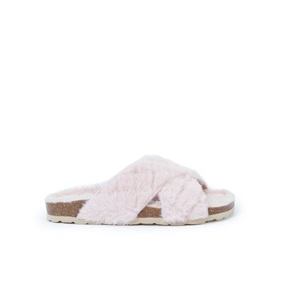 LAIA slipper in pink faux fur for women. Supplier code MI9051