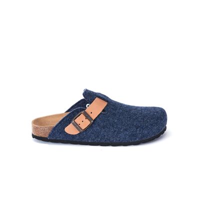 UNISEX blue felt NOE slipper. Supplier code MI1194