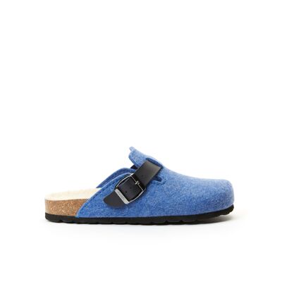 UNISEX blue felt NOE slipper. Supplier code MI1171