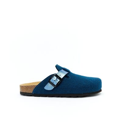 UNISEX blue felt NOE slipper. Supplier code MI1165