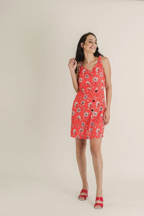 Vestido Shirley - Floral Coral Viscosa FSC