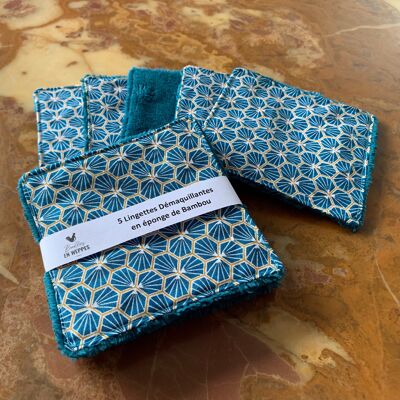 Make-up remover washable wipes - Blue - Geometric